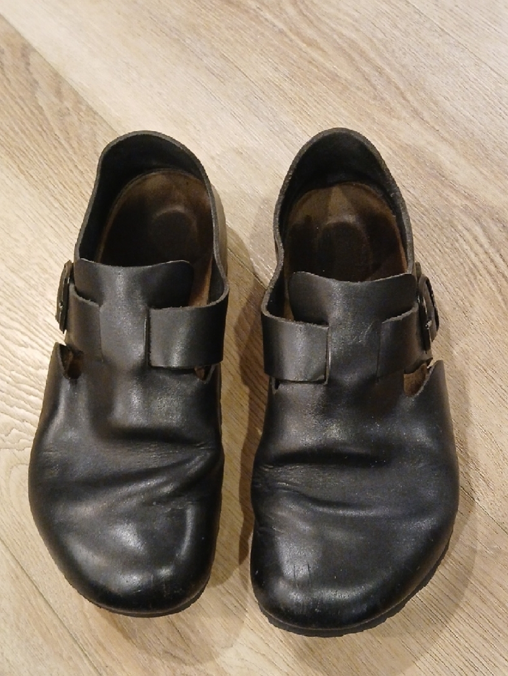 Birkenstock London Clogs  Black Leather Slip On Loafers 41 Men 8 Women 10 - Picture 3 of 9